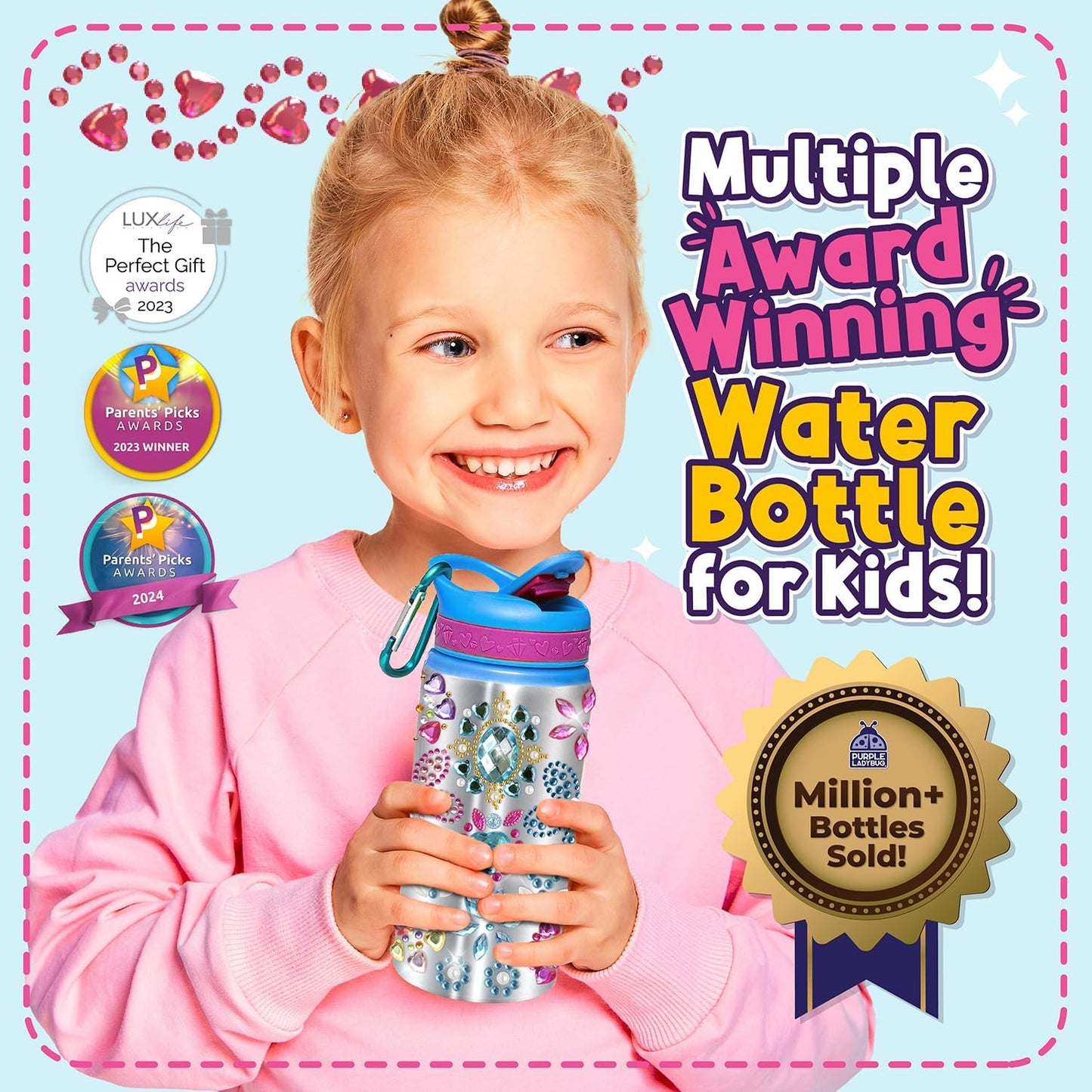 New Metal Teal Gemstone Waterbottle