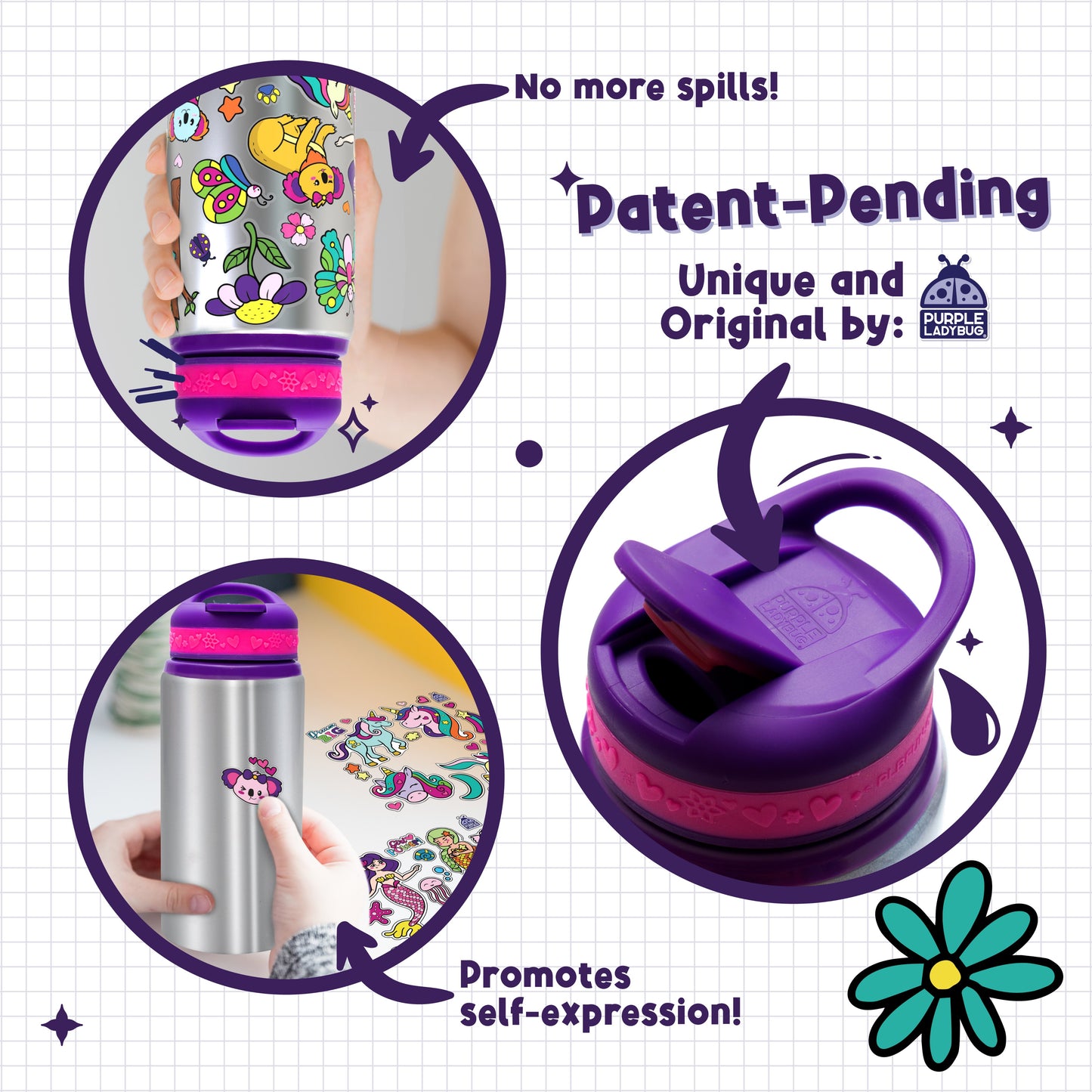 Purple Sticker Water Bottle
