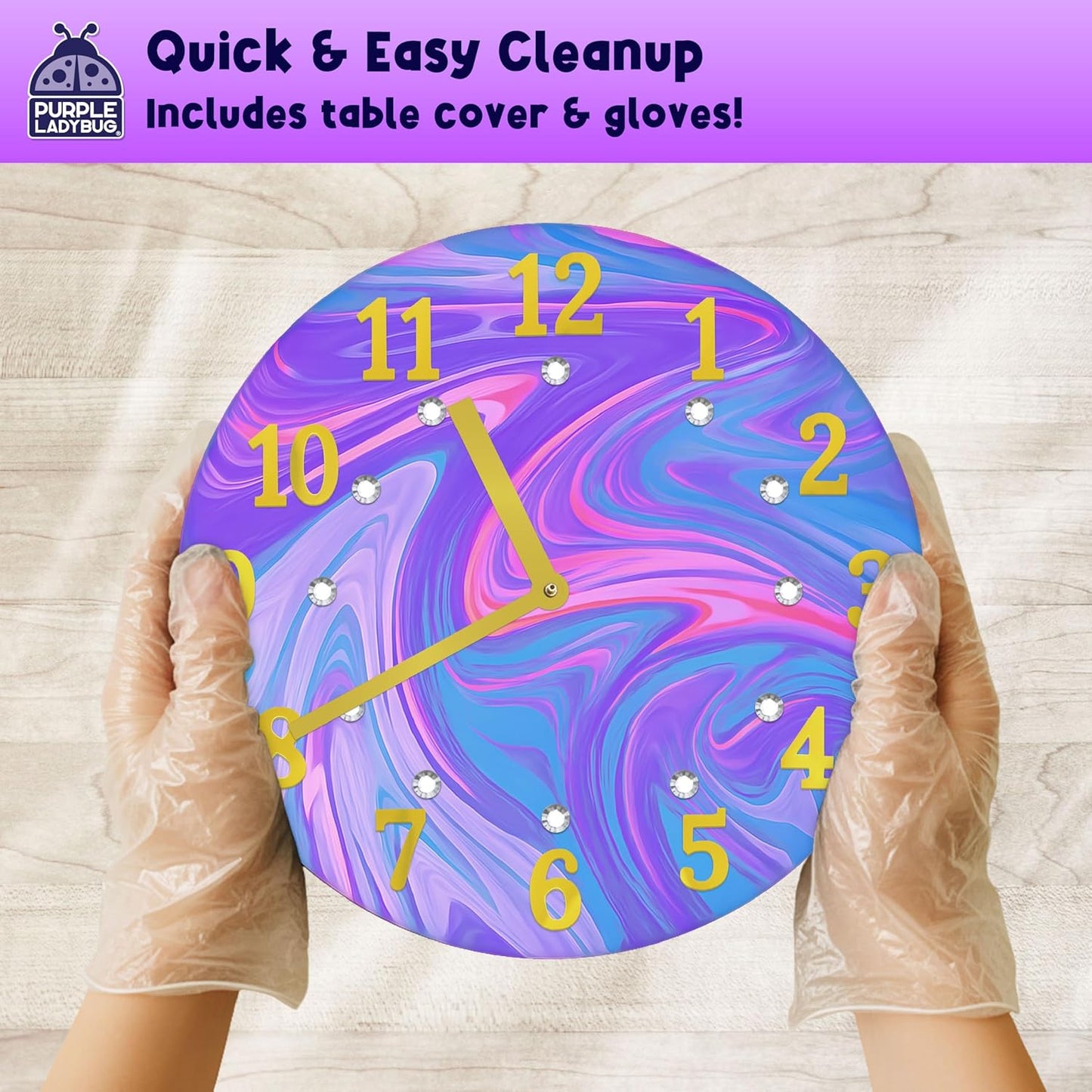Paint Pouring DIY Clock Kit - Stardust Sorbet