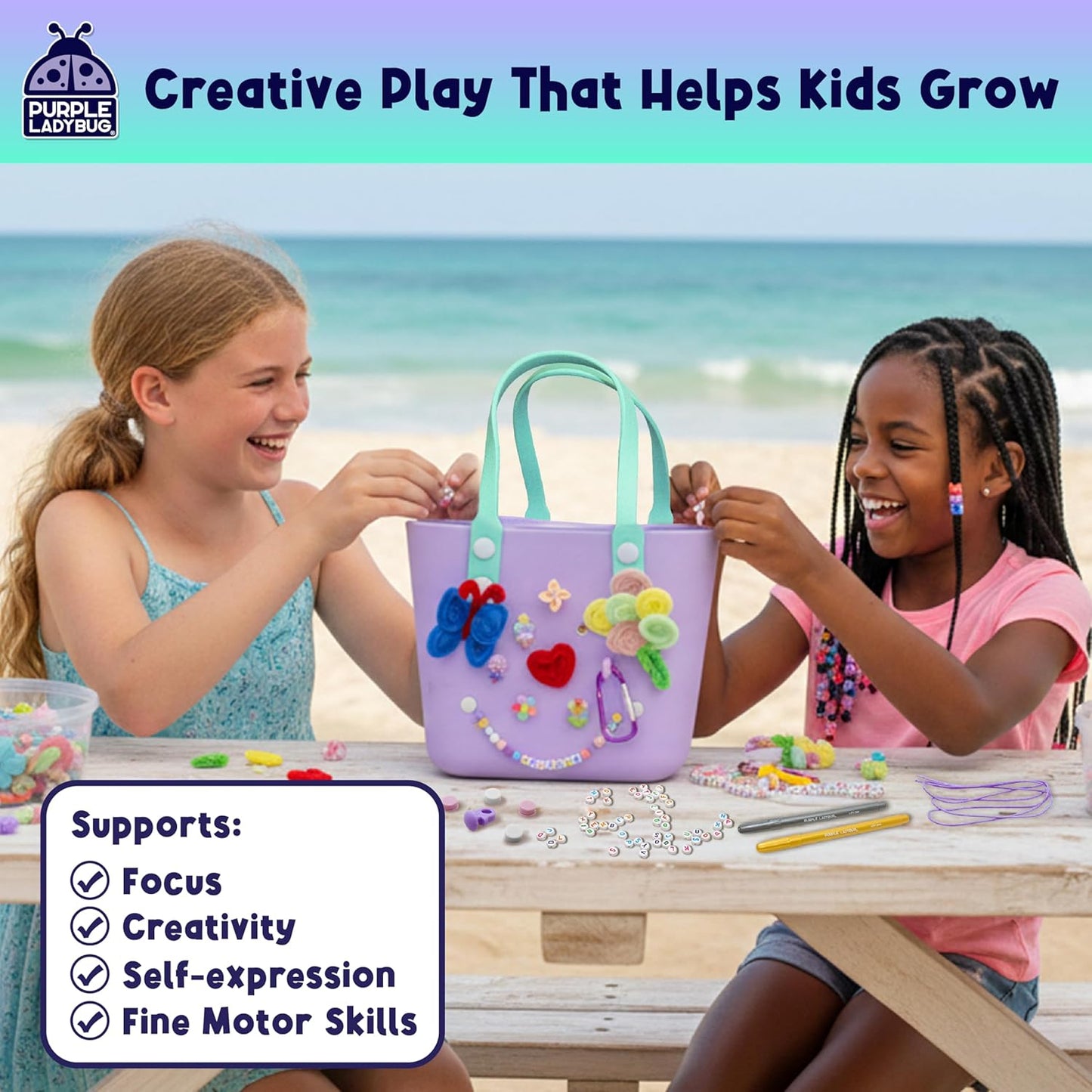 Decorate Your Own Beach Tote Bag - Tropical Fun