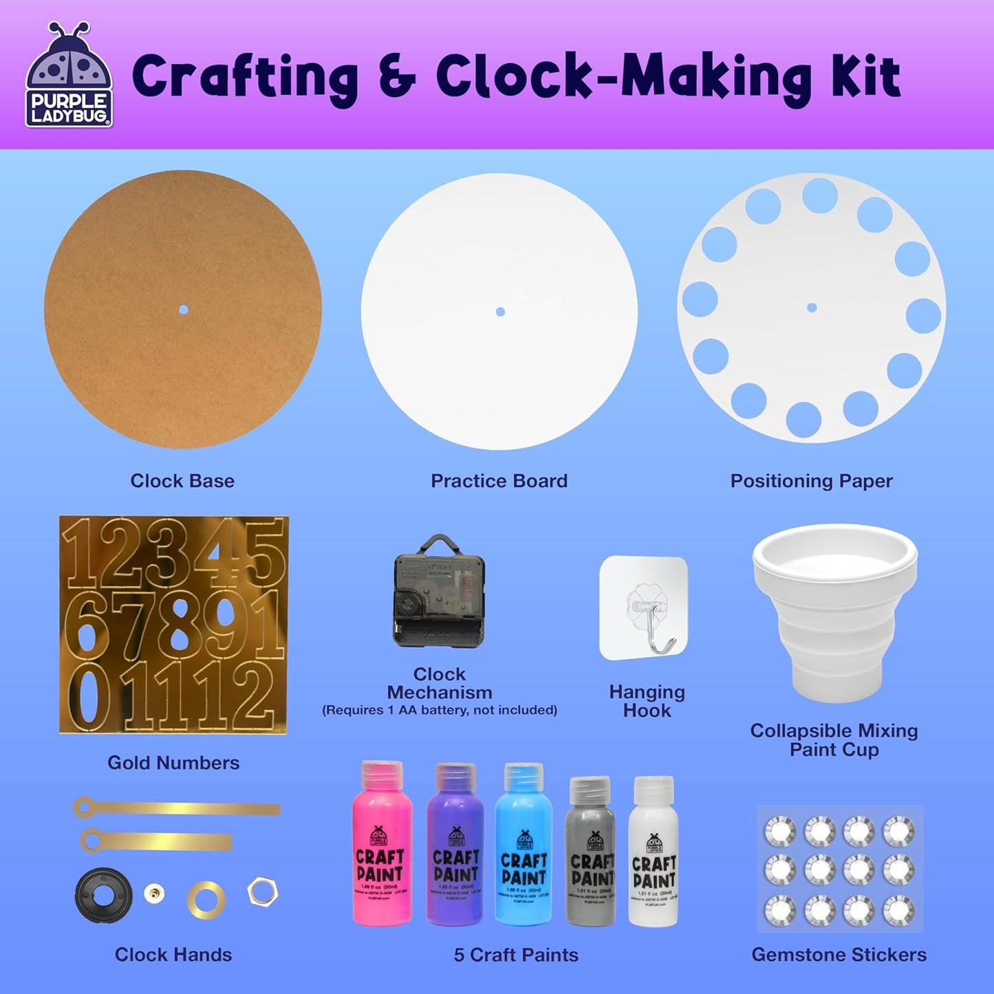 Paint Pouring DIY Clock Kit - Stardust Sorbet