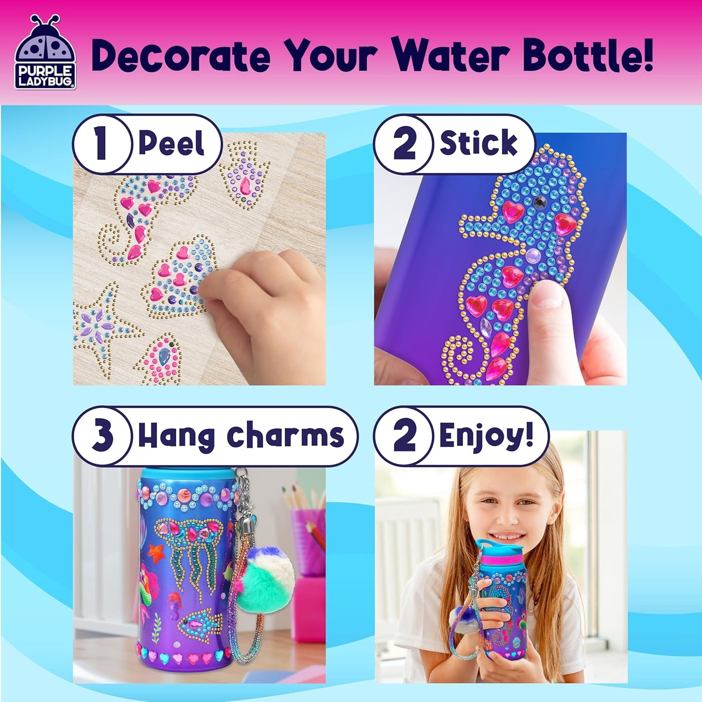 New Metal Teal Gemstone Waterbottle