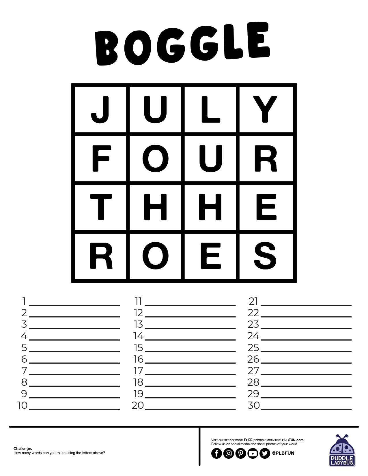 4th of July Free Printables